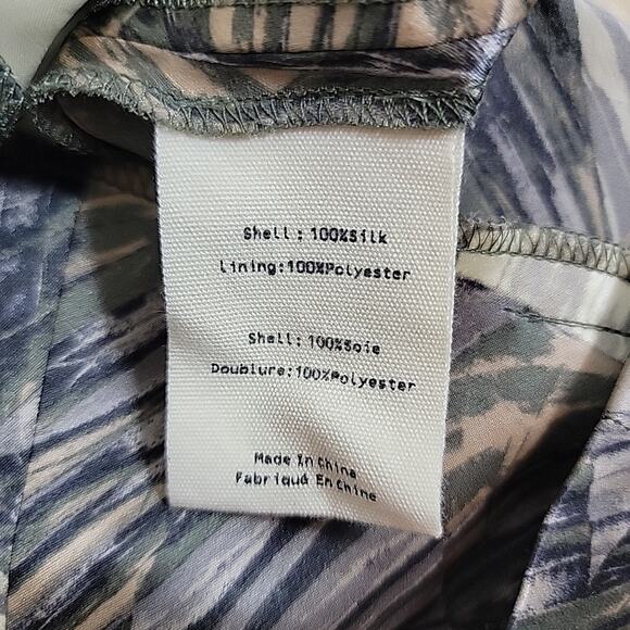 L'agence Shorts Womens 6 Green Belted High Waisted Silk Palms Camo Luxury - Picture 8 of 12